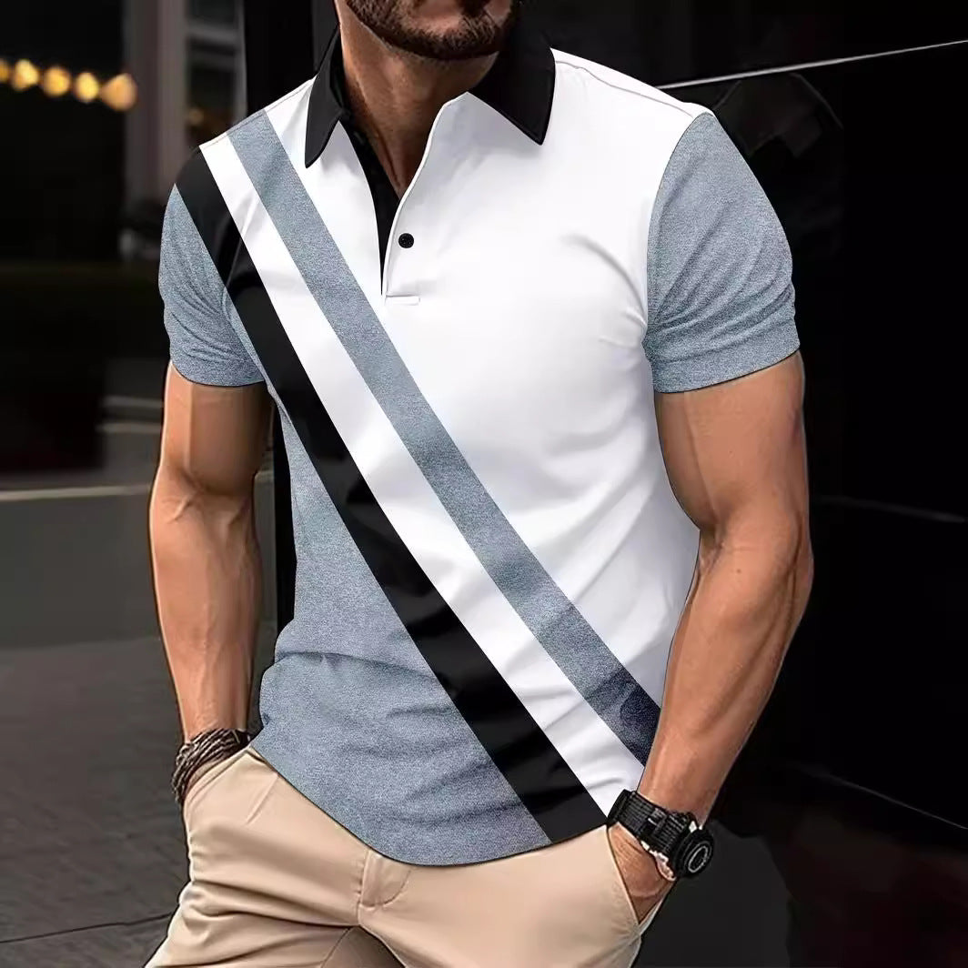 Men's Print Breathable Fashion Polo Shirt Top - Nyaabs