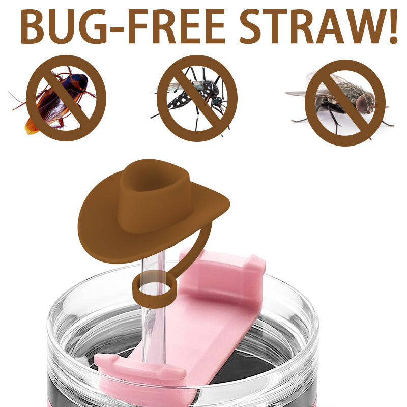 New Style Straw Covers Cap Novelty Sturdy Straw Toppers Reusable Cowboy Hat Shaped For Camping Home Hiking Picnic Kitchen - Nyaabs