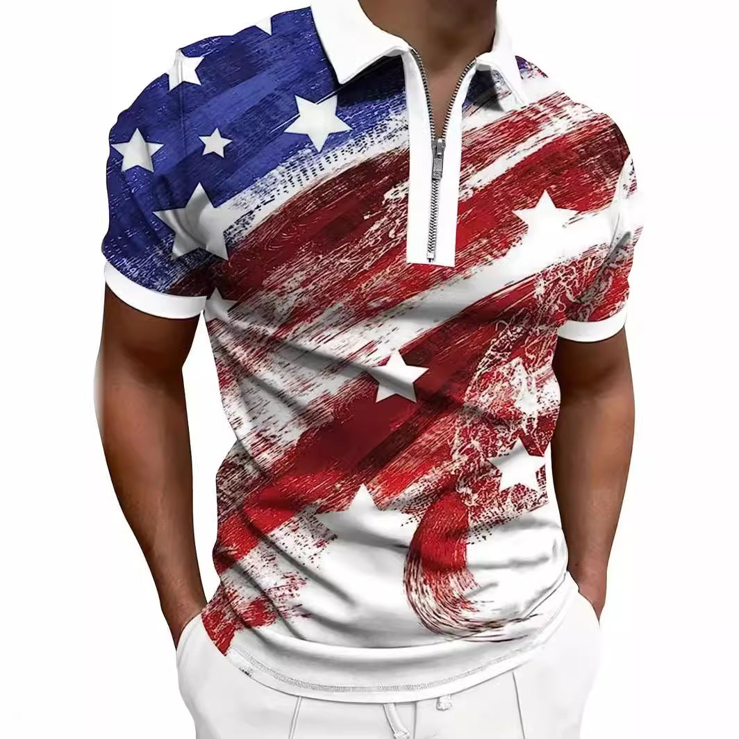 Men's Print Breathable Fashion Polo Shirt Top - Nyaabs