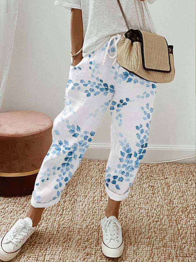 Women's Fashion Casual Drawstring Pocket Floral Floral Print Casual Jumpsuit nyaabs.com