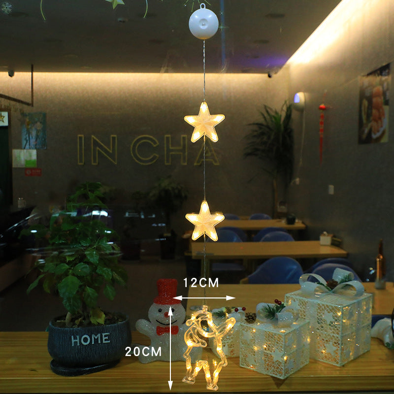 Christmas 3pcs LED Light Star Xmas Tree Hanging Sucker Lamp Window Ornaments Decoration For Home Xmas Navidad New Year Decor Christmas Decorations - Nyaabs