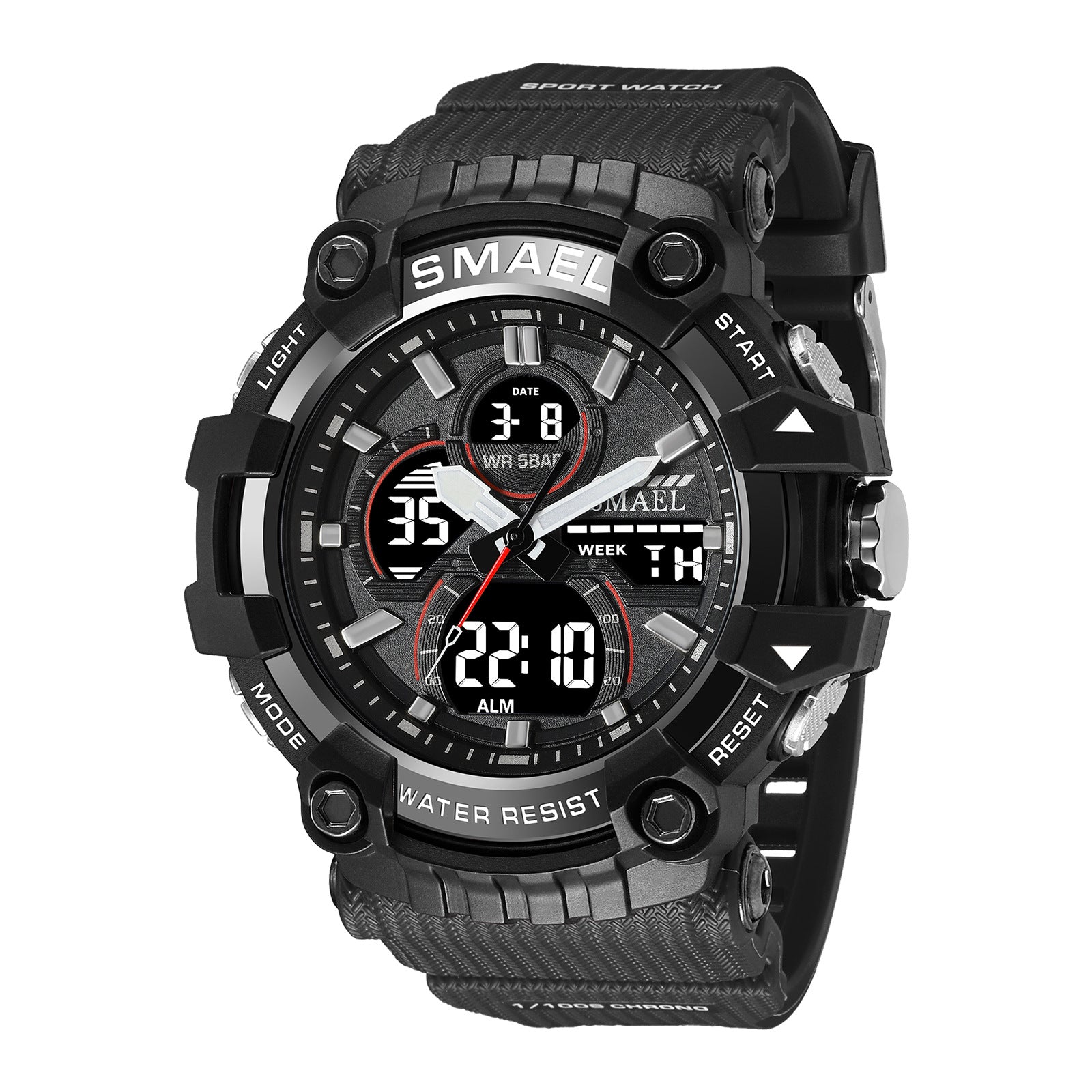 Double Display Digital Waterproof Luminous Men's Watch - Nyaabs