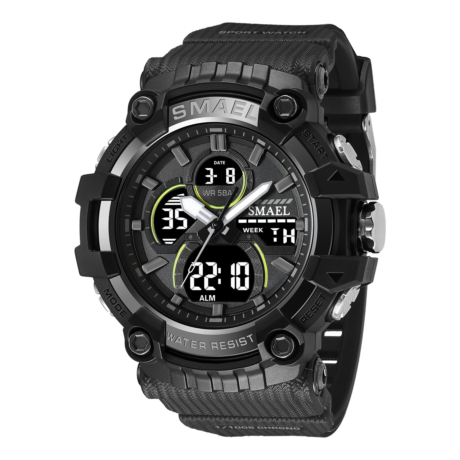 Double Display Digital Waterproof Luminous Men's Watch - Nyaabs