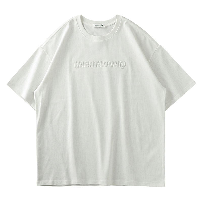 American-style Heavy Short-sleeved T-shirt Retro Distressed Steel Seal Bottoming Shirt - Nyaabs