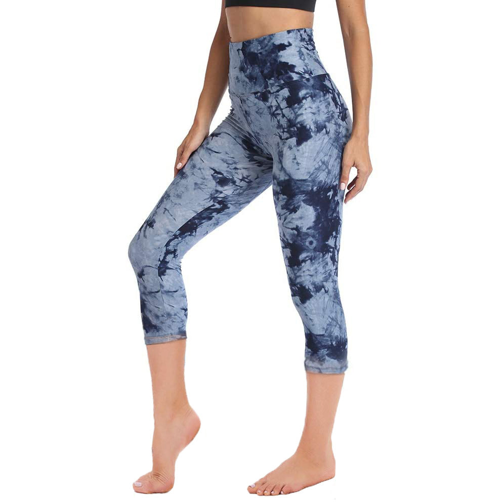 Slimming Cropped Pants High Waist Print Leggings - Nyaabs