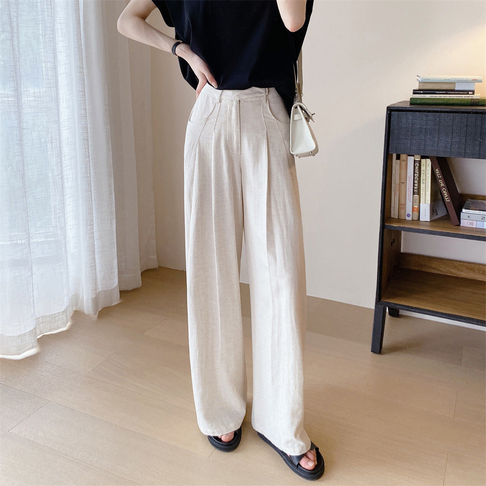 Tencel Linen Wide-leg Pants Thin High Waist Casual Sun-proof Cotton Linen Straight Trousers nyaabs.com