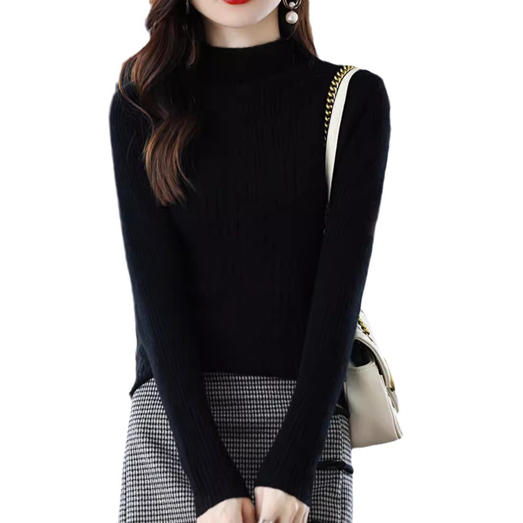 Knitted Fashion Slimming Knitted Bottoming Shirt Women's Long Sleeve nyaabs.com