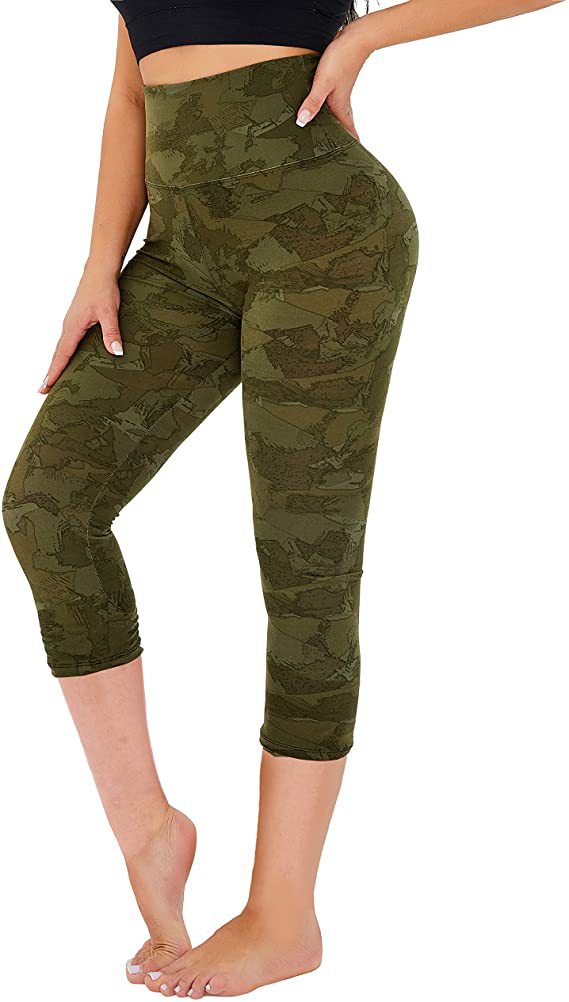 Slimming Cropped Pants High Waist Print Leggings - Nyaabs