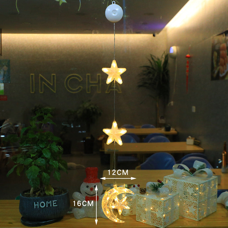 Christmas 3pcs LED Light Star Xmas Tree Hanging Sucker Lamp Window Ornaments Decoration For Home Xmas Navidad New Year Decor Christmas Decorations - Nyaabs