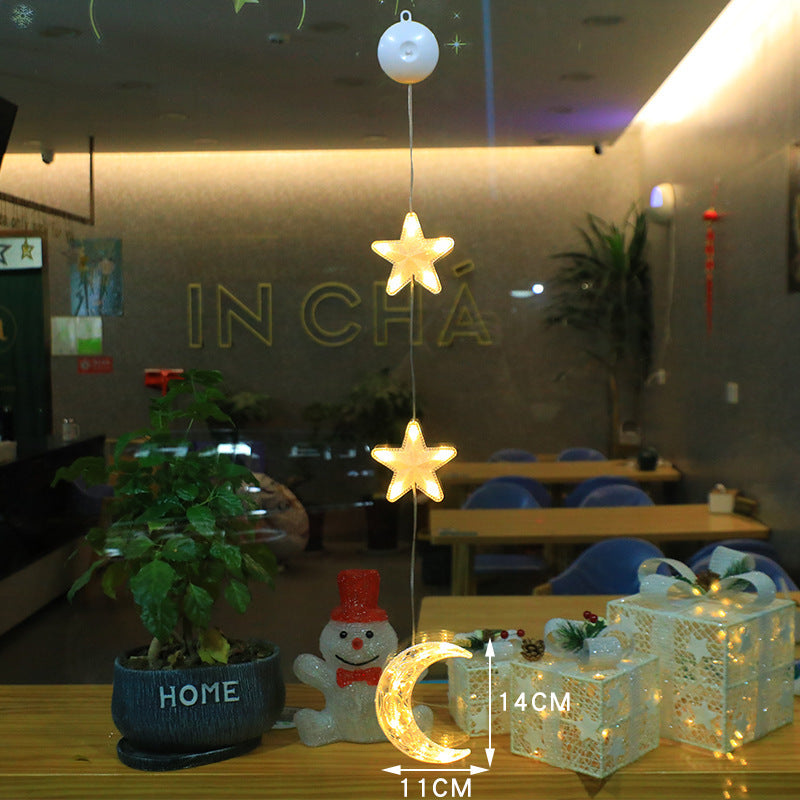 Christmas 3pcs LED Light Star Xmas Tree Hanging Sucker Lamp Window Ornaments Decoration For Home Xmas Navidad New Year Decor Christmas Decorations - Nyaabs