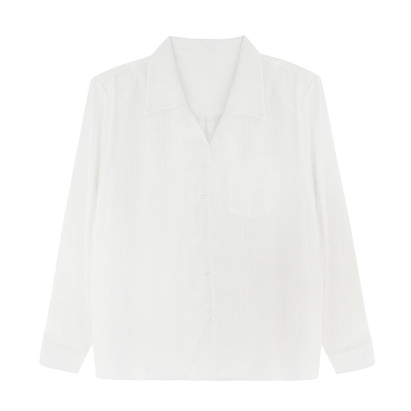 Draping Cuban Collar Loose Shirt All-match Texture nyaabs.com