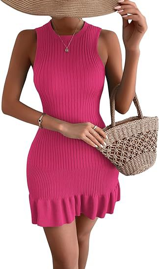 Dress Women's Mid-length Flounced Slim Sleeveless nyaabs.com