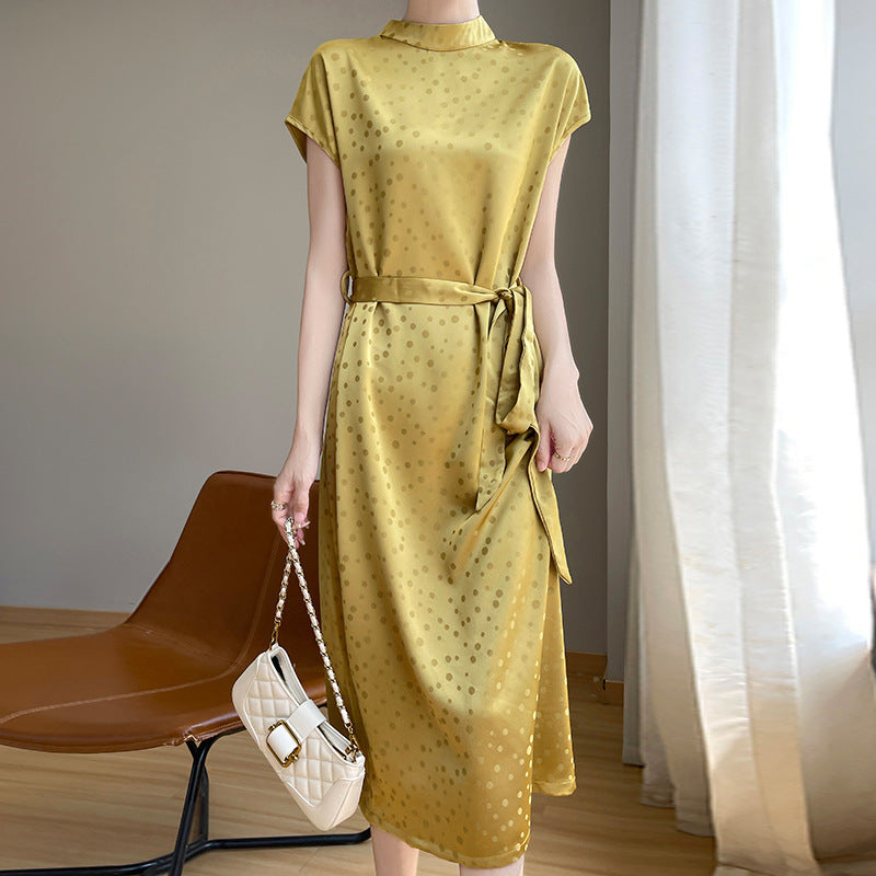 Dress Satin High-grade Polka Dot Half Turtleneck Acetic Acid nyaabs.com