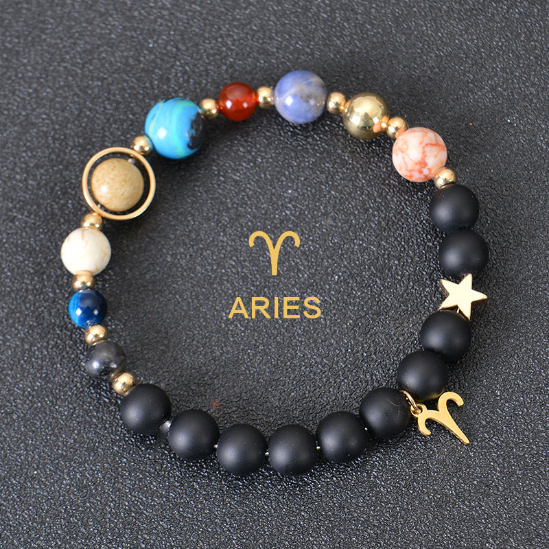 Eight Planets Twelve Constellations Bracelets Frosted Stone Beaded Bracelet nyaabs.com