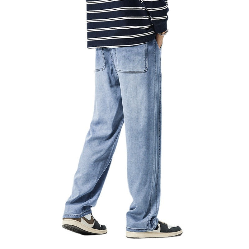 Men's Loose Straight Ice Silk Thin Casual Wide Leg Jeans - Nyaabs