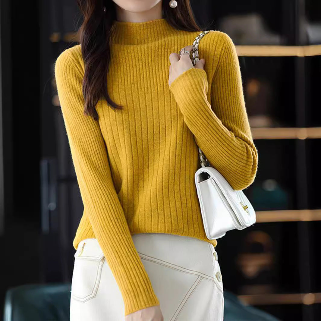 Knitted Fashion Slimming Knitted Bottoming Shirt Women's Long Sleeve nyaabs.com