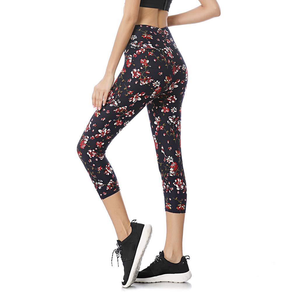 Slimming Cropped Pants High Waist Print Leggings - Nyaabs