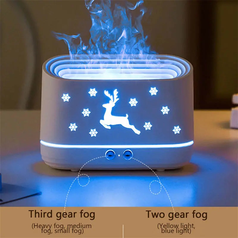 Elk Flame Humidifier Diffuser Mute Household Atmosphere Lamp Christmas Home Decorations - Nyaabs