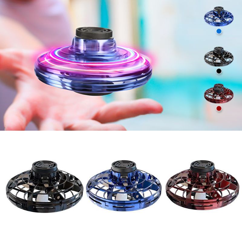 Mini Fingertip Gyro Interactive Decompression Toy Drone LED UFO Type Flying Helicopter Spinner Toy Kids - Nyaabs