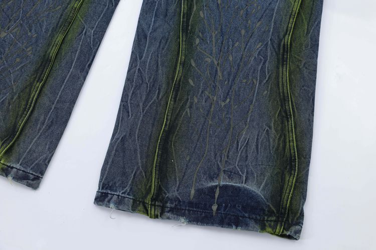 Washed Distressed Tie-dyed Flanging Jeans - Nyaabs