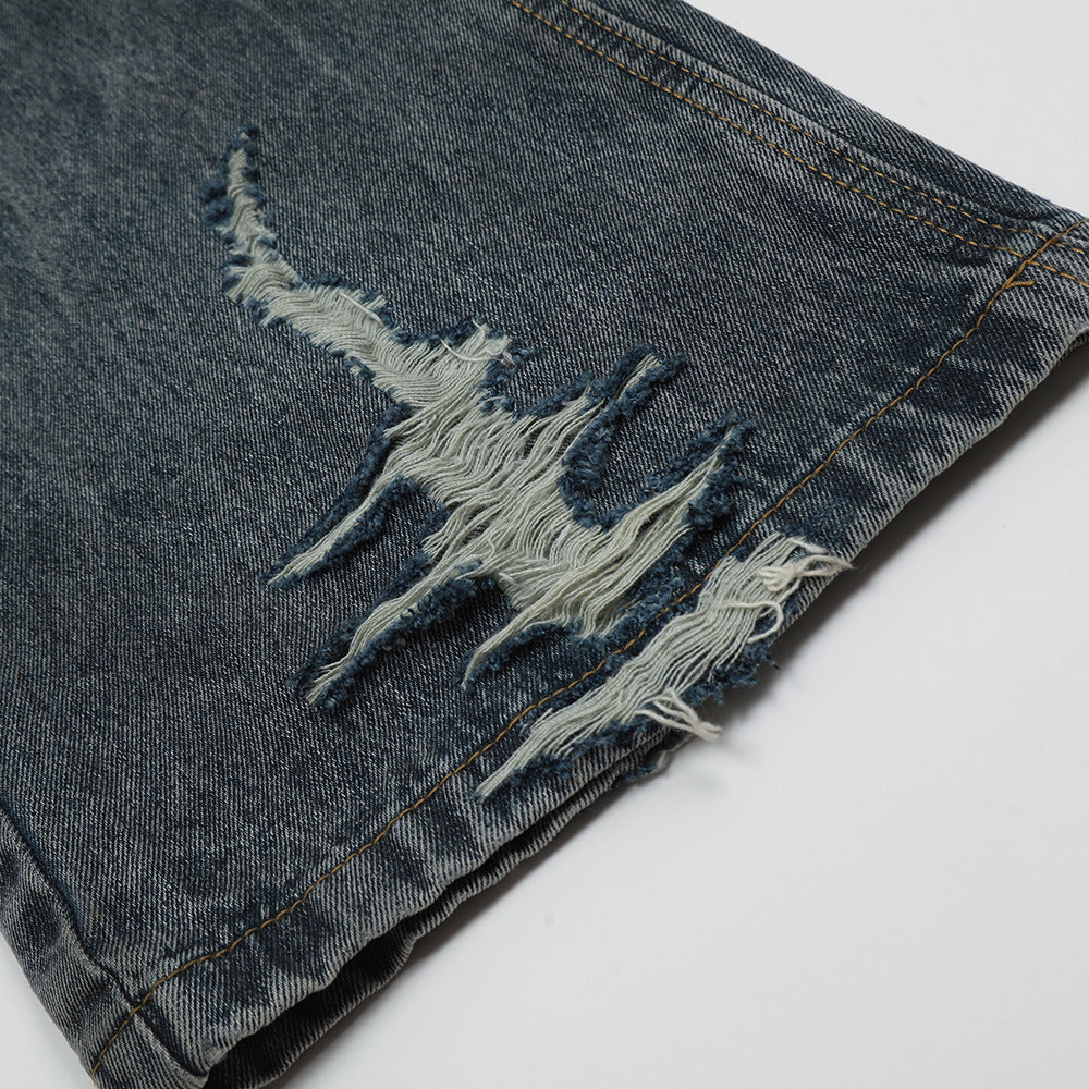 Dirty Spray Painting Denim Trousers Punk Dyeing - Nyaabs