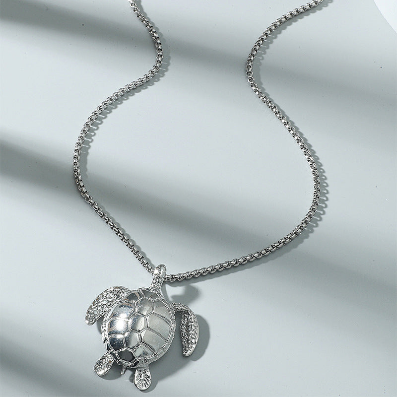 Silver Sea Turtle Men Necklace - Nyaabs