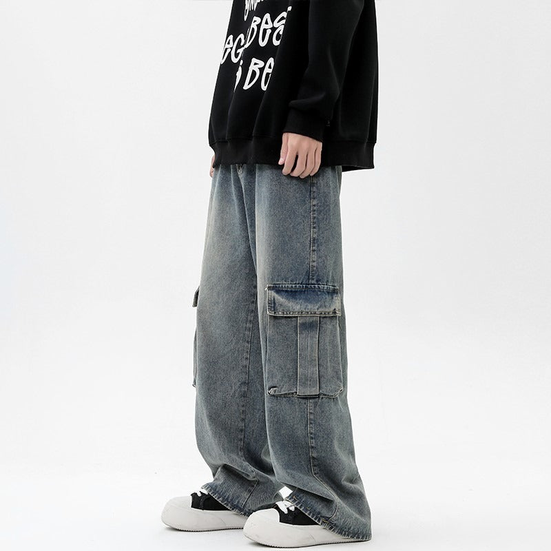 Men's Retro Loose Wide-leg Straight Pants - Nyaabs