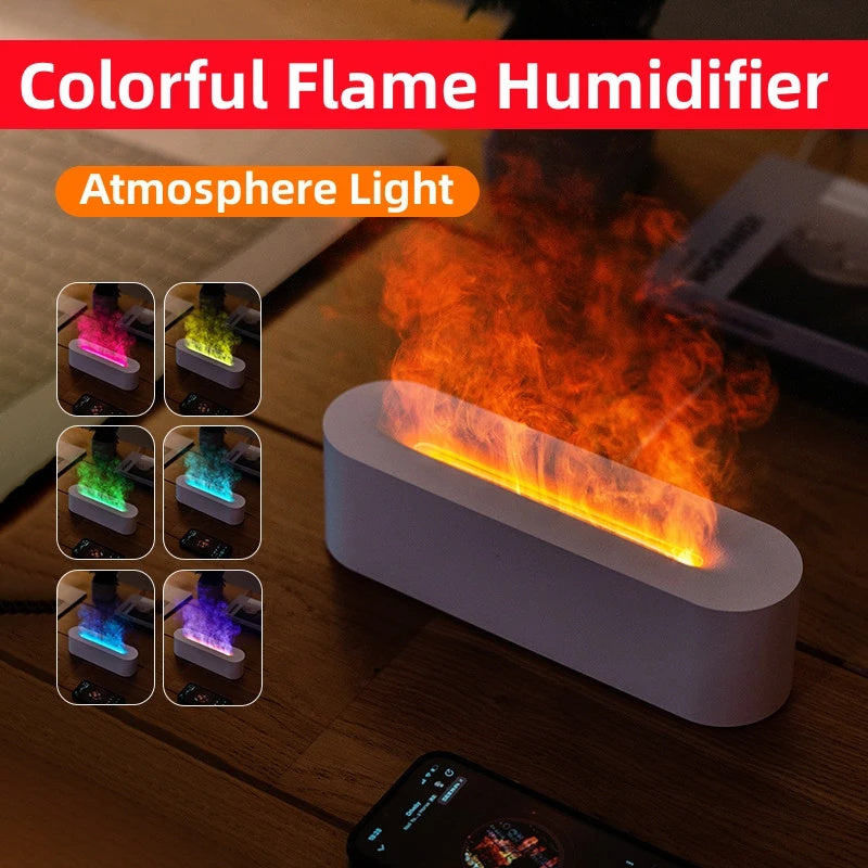 Flame Aroma Diffuser Air Humidifier Ultrasonic Cool Mist Maker Fogger Led Essential Oil Lamp Realistic Fire Difusor - Nyaabs