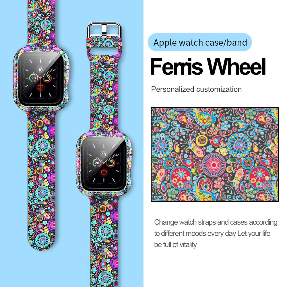 Suitable For Apple Watch Silicone Strap And Case Integrated With Pattern Printing - Nyaabs