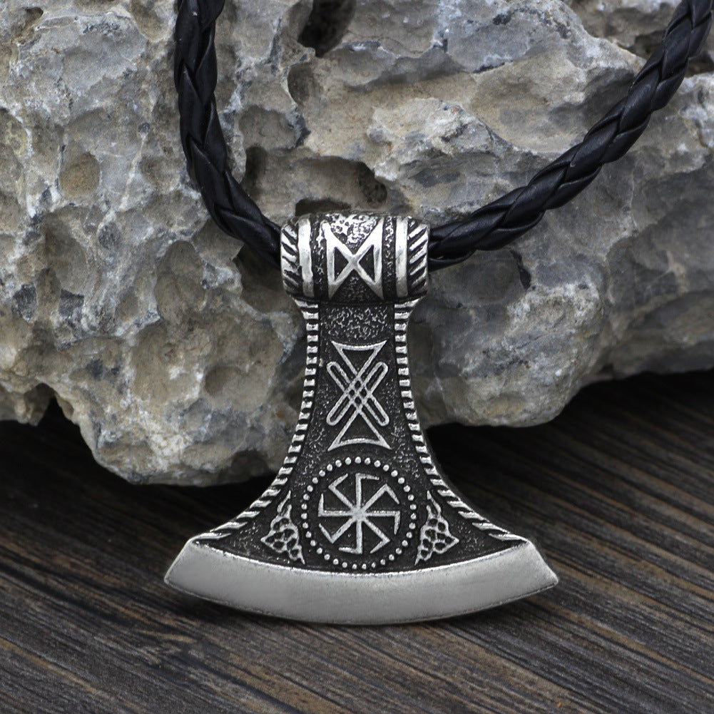 Nordic Viking Symbol Axe Pendant Necklace Men - Nyaabs