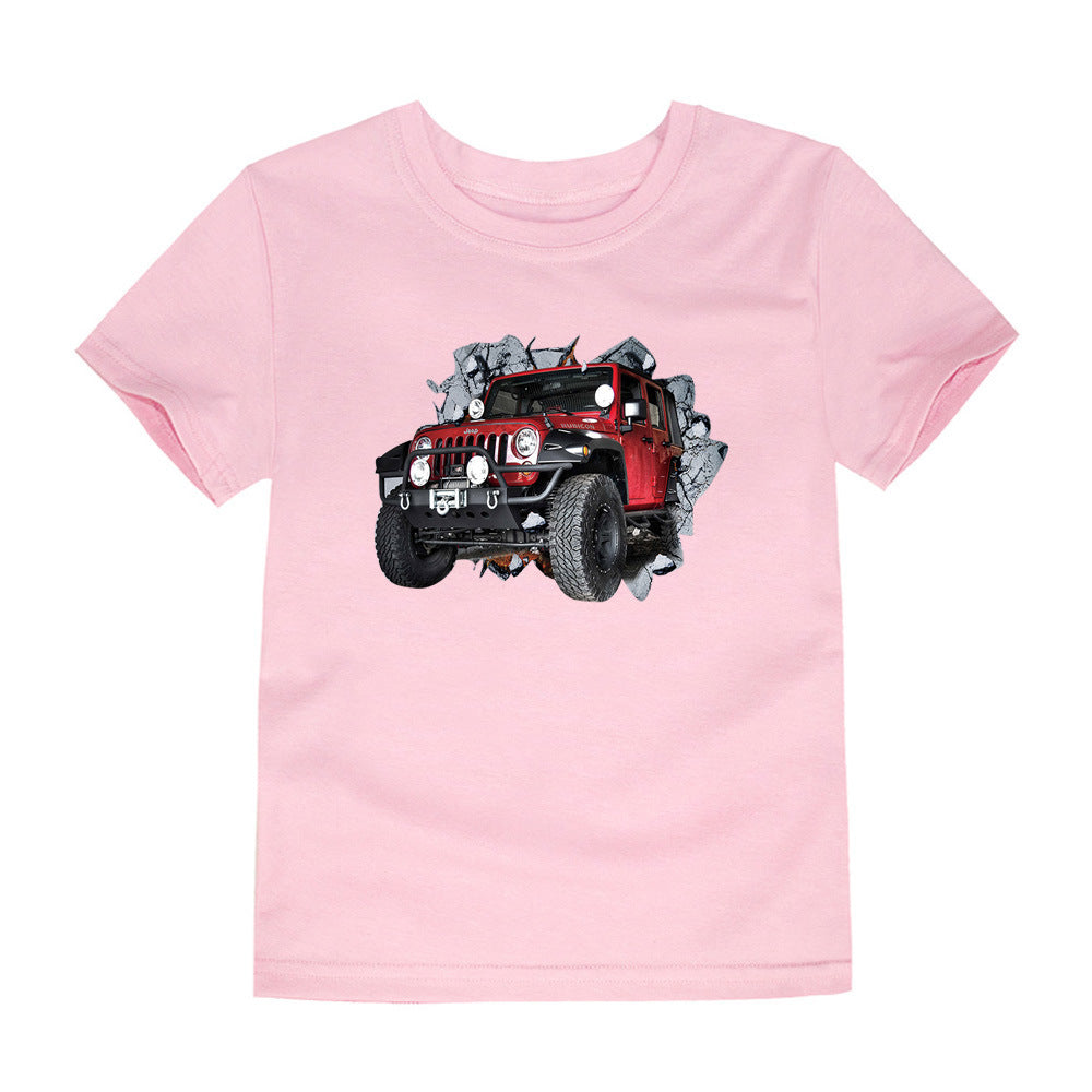 Children's Short-sleeved Cotton Heat Transfer T-shirt For Boys And Girls - Nyaabs