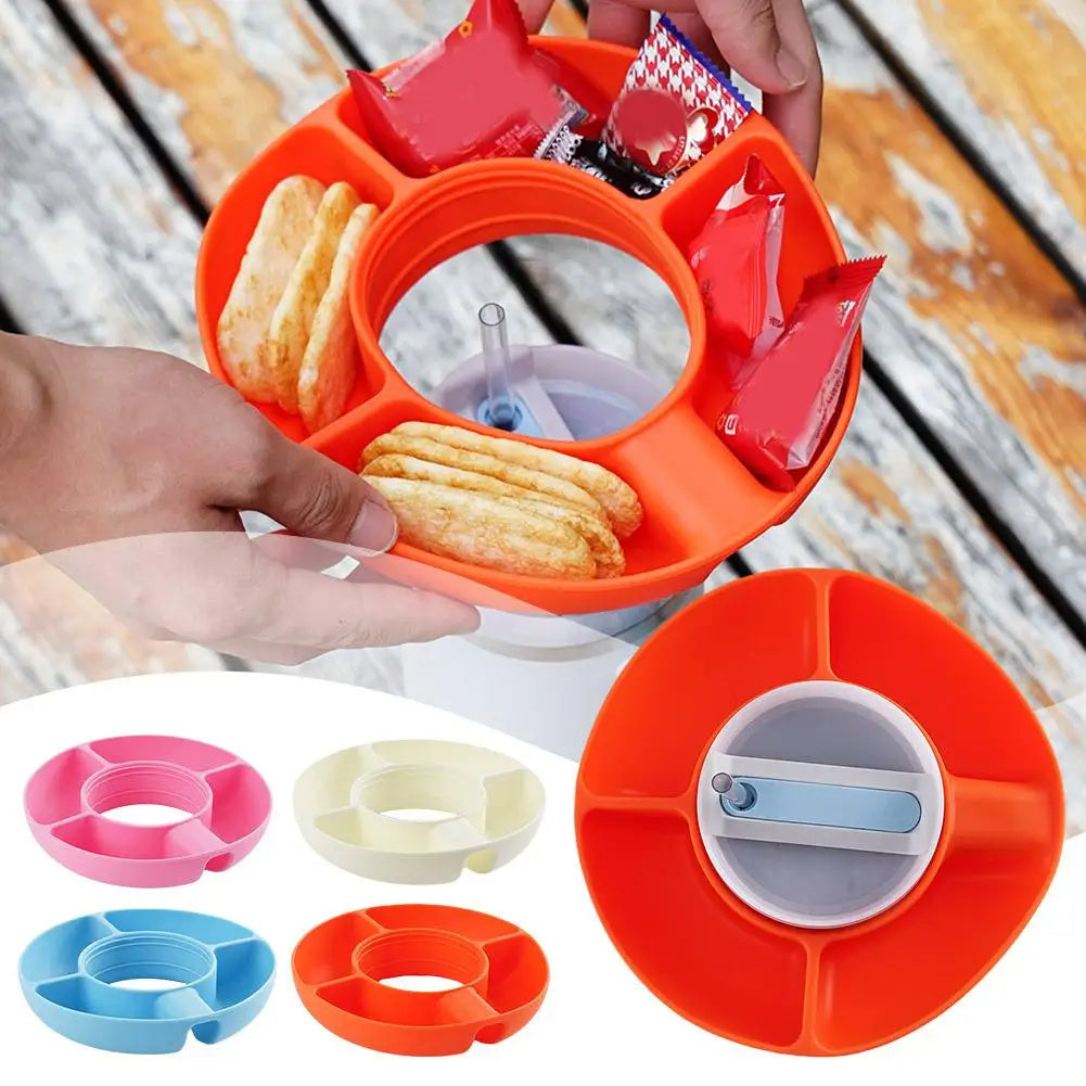 Silicone Snack For Cup 40 Oz Reusable Snack Container 4 Compartment Snack Platters Cup Snack Bowl Cup Holder Food Tray - Nyaabs