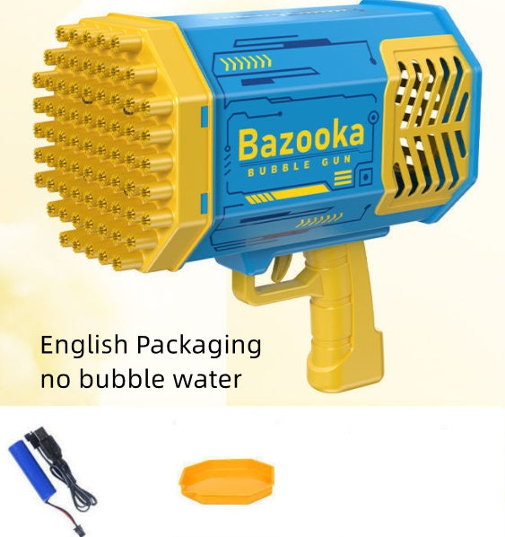 Bubble Gun Rocket 69 Holes Soap Bubbles Machine Gun Shape Automatic Blower With Light Toys For Kids Pomperos - Nyaabs