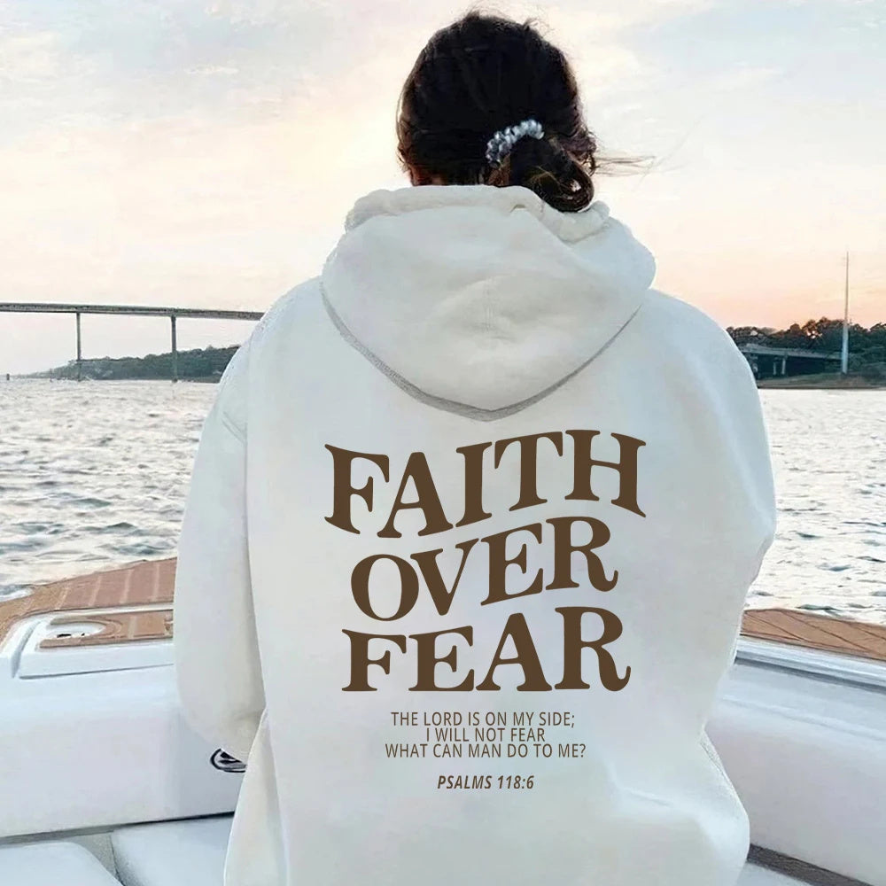 Faith Over Fear Christian Hoodie Christian Sweatshirt Jesus Hoodie Trendy Hoodie Bible Verse Shirt Unisex Aesthetic Clothes - Nyaabs