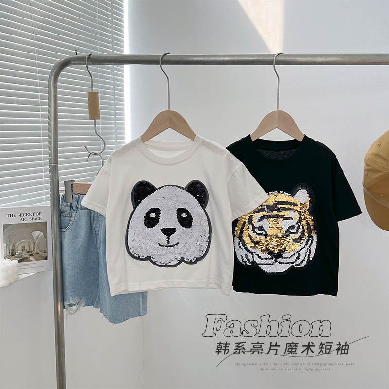 Panda Boys Short Sleeve T-Shirt Half Sleeve Top - Nyaabs