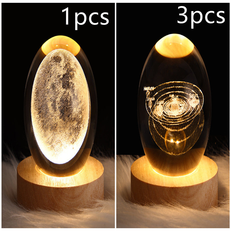 LED Night Light Galaxy Crystal Ball Table Lamp 3D Planet Moon Lamp Bedroom Home Decor For Kids Party Children Birthday Gifts nyaabs.com