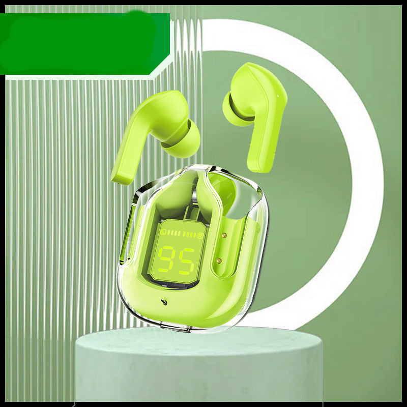 New Mini Transparent Wireless Bluetooth Headset Digital Display ENC Noise Reduction True Wireless Sports Music - Nyaabs