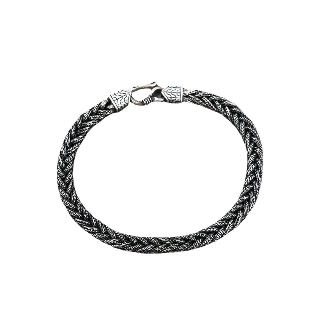 New 925 Silver Hand Weaving Bracelet Men - Nyaabs