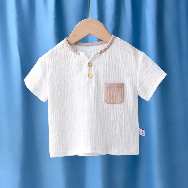 Children's Breathable Half Sleeve Cotton And Linen Top T-shirt - Nyaabs