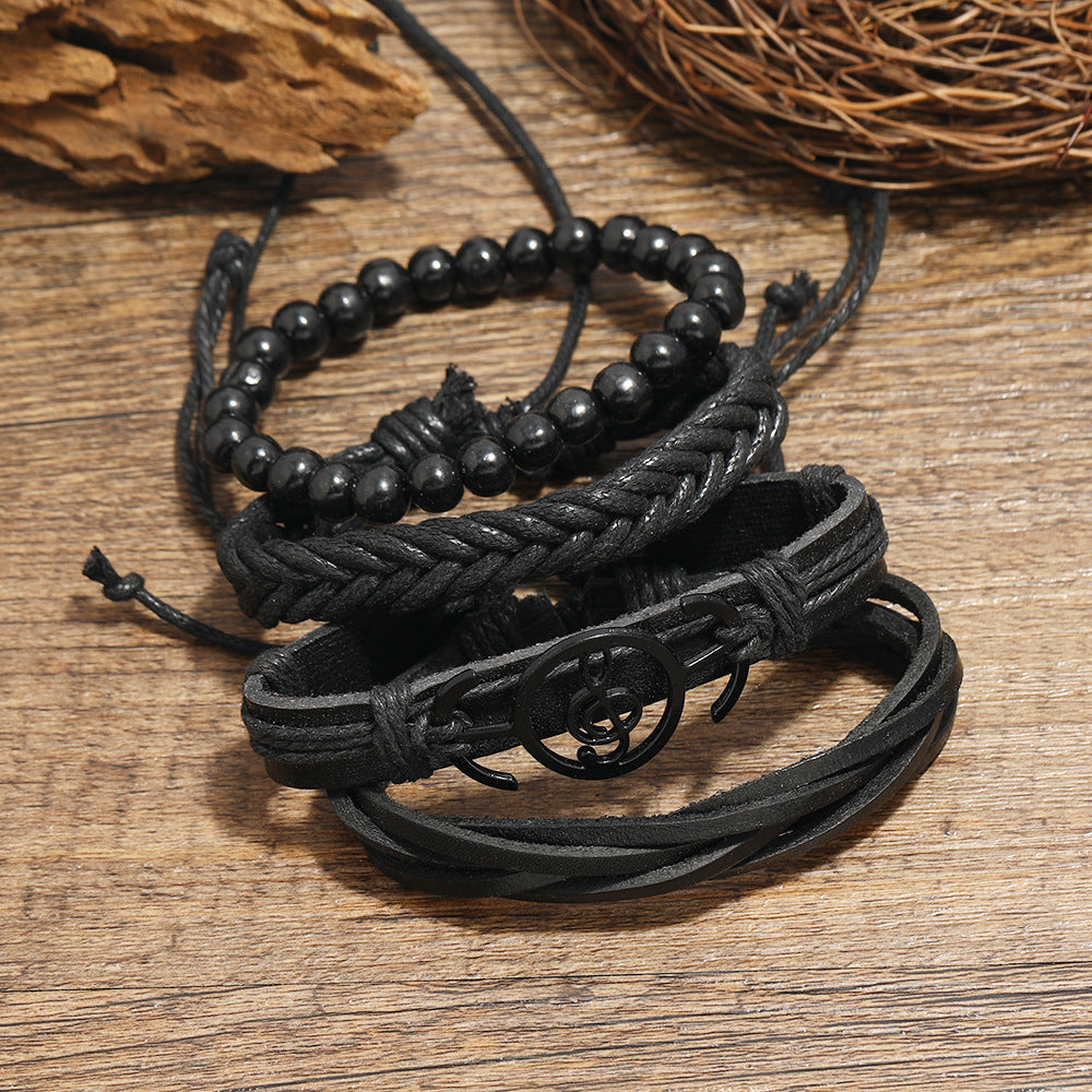 Hair Alloy Note Vintage Cowhide Bracelet Men - Nyaabs