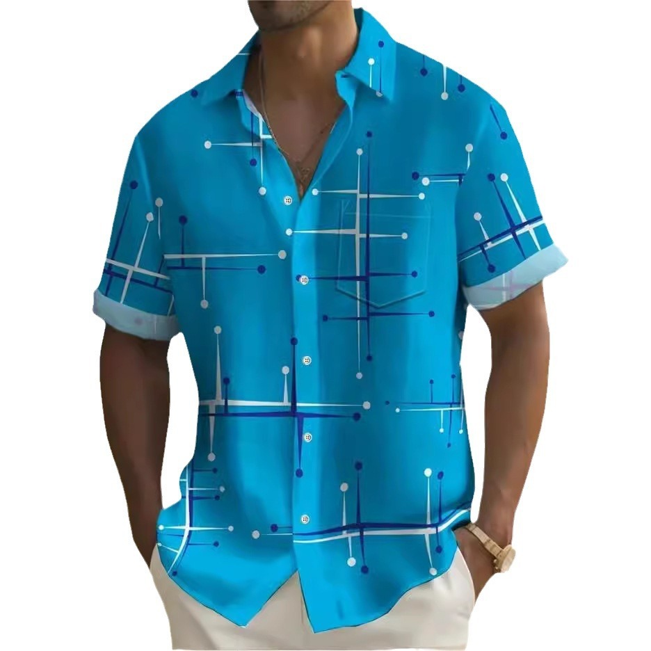 Fashion Printed Shirt Men's Clothing Print Lapel Short Sleeve nyaabs.com