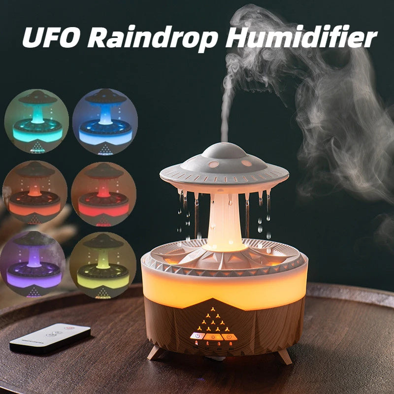 New UFO Raindrop Humidifier Water Drop Air Humidifier USB Aromatherapy Essential Oils Aroma Air Diffuser Household Mist Maker Home Decor - Nyaabs