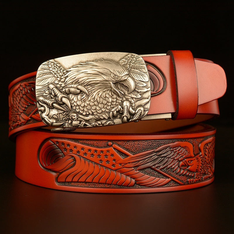 Fashion Temperament Eagle Head Automatic Buckle Men's Belt - Nyaabs