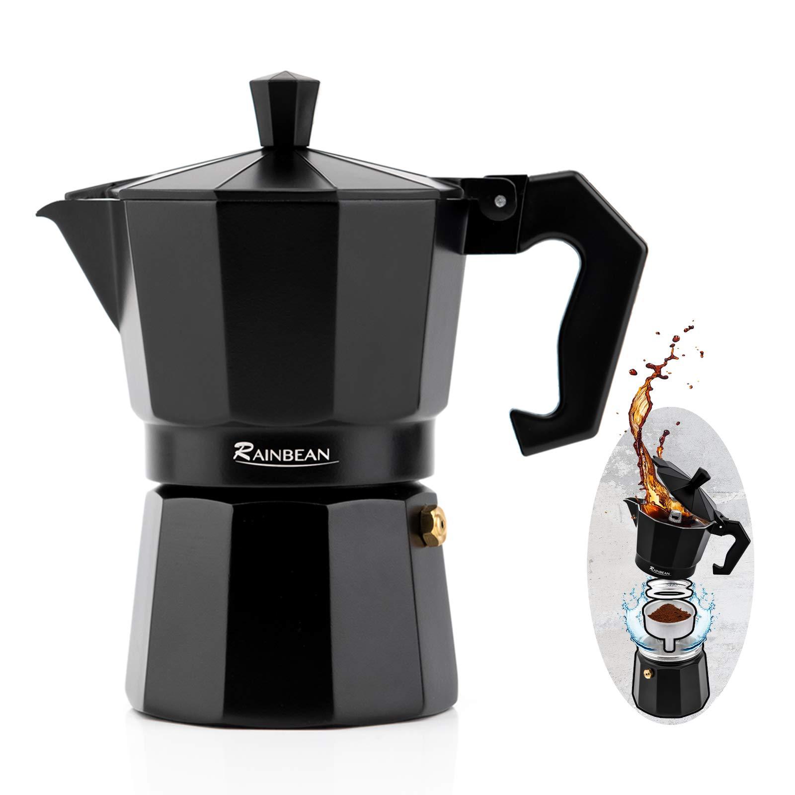 Stovetop Espresso Maker Espresso Cup Moka Pot Classic Cafe Maker Percolator Coffee Maker Italian Espresso for Gas or Electric Aluminum Black Gift package with 2 cups Amazon Platform Banned nyaabs.com