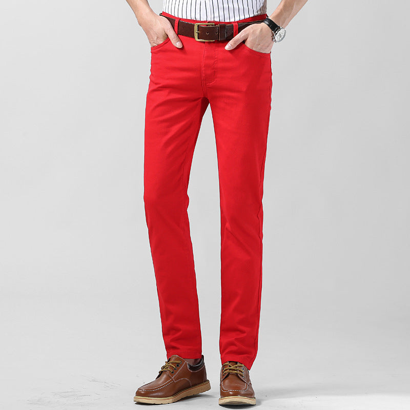 Slim Fit Straight Men's Personality Colored All-matching Stretch Casual Pants - Nyaabs