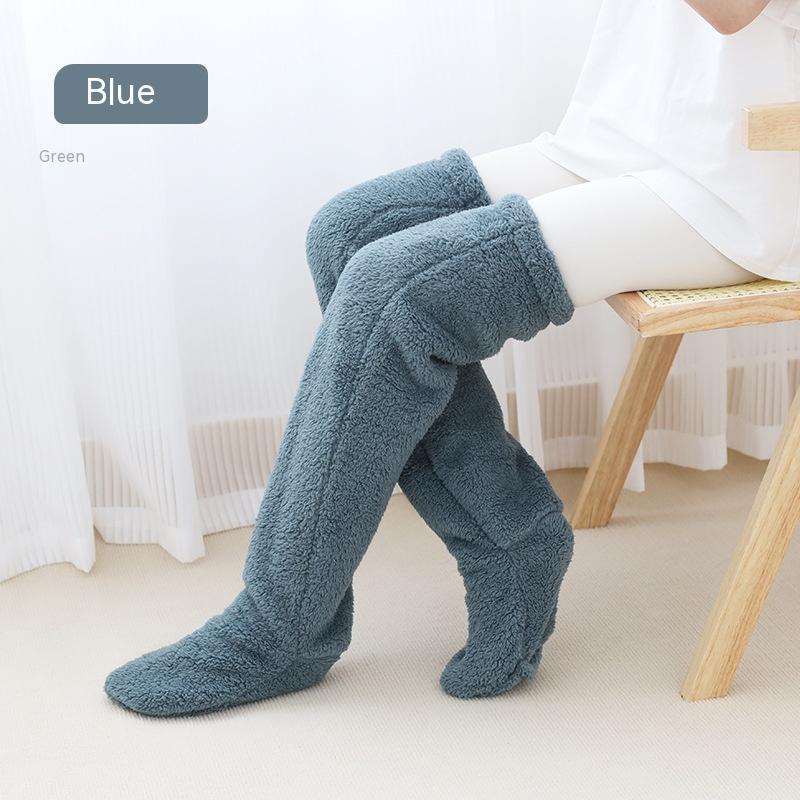 Over Knee High Fuzzy Long Socks Winter Warm Cold Leg Knee Joint Cold-proof Stockings Home Floor Sleeping Socks - Nyaabs