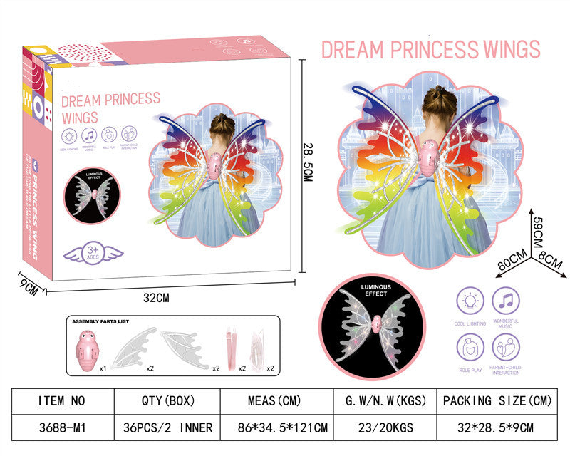 Girls Electrical Butterfly Wings With Lights Glowing Shiny Dress Up Moving Fairy Wings For Birthday Wedding Christmas Halloween - Nyaabs