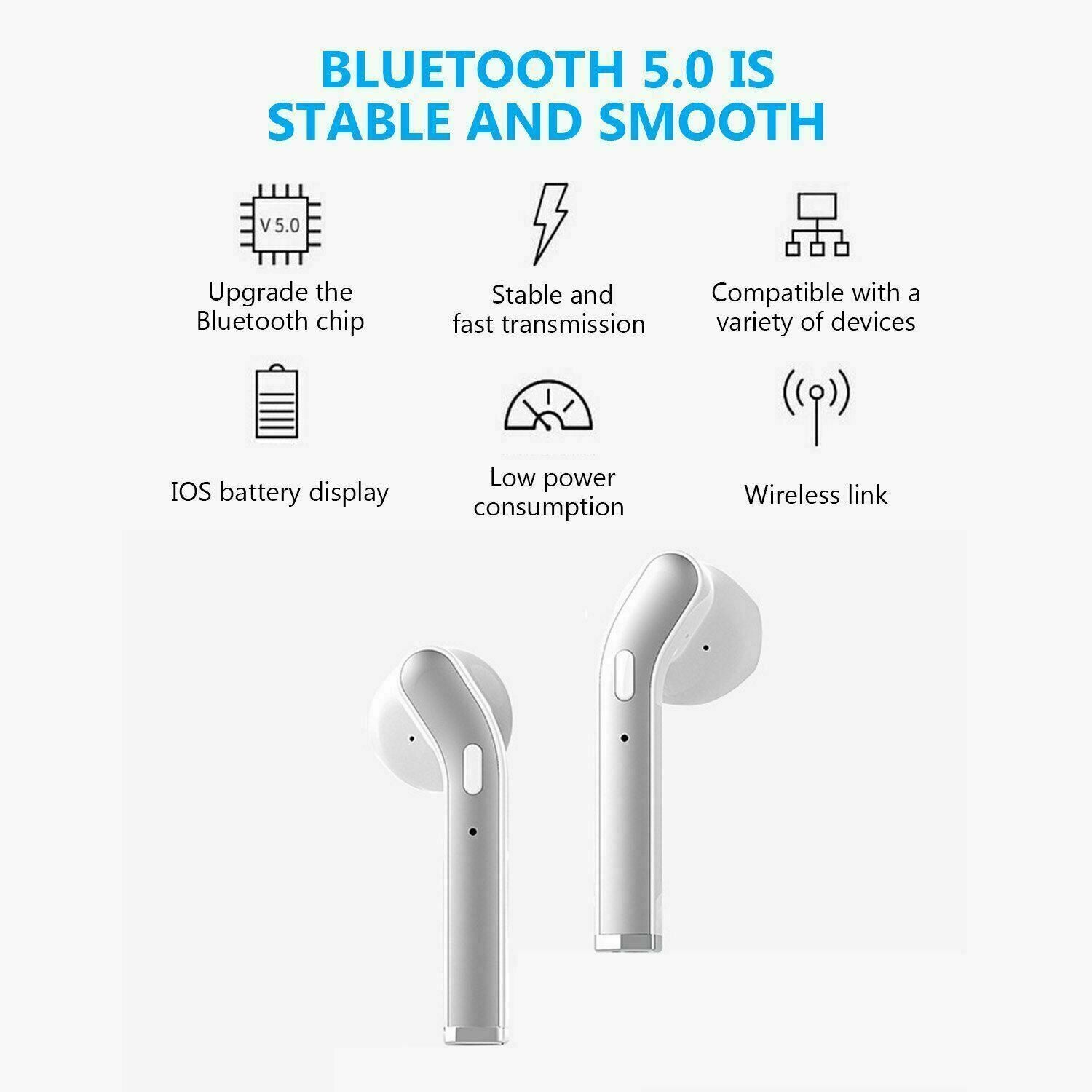 Bluetooth 5.0 Earbuds Headphones Wireless Noise Cancelling In-Ear Waterproof - Nyaabs