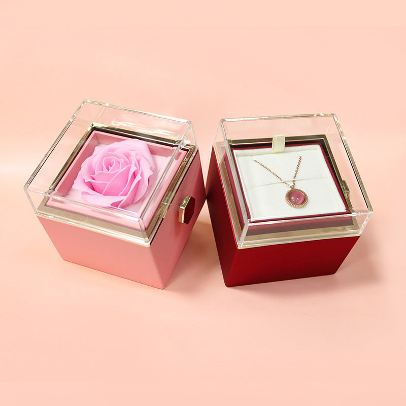 Rotating Soap Flower Rose Gift Box Creative Rotating Rose Jewelry Packaging Box Valentine's Day Gift For Women nyaabs.com