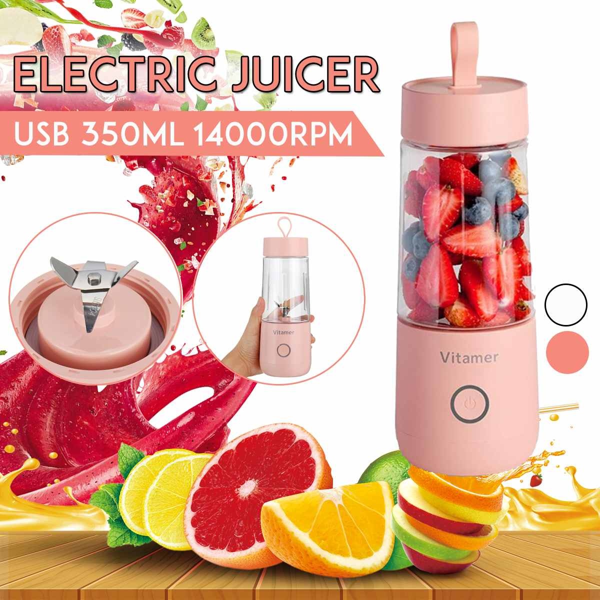 350ml Portable Blender Juicer Electric USB Rechargeable Mixer Smoothie Slushy Cup Juice Blender Bottle USB Charging Kitchen Gadgets nyaabs.com